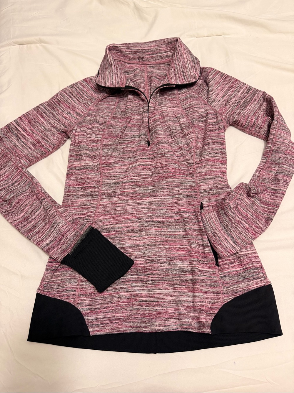 lululemon athletica Pink Heathered Quarter-Zip Pullover with Black Trim size s